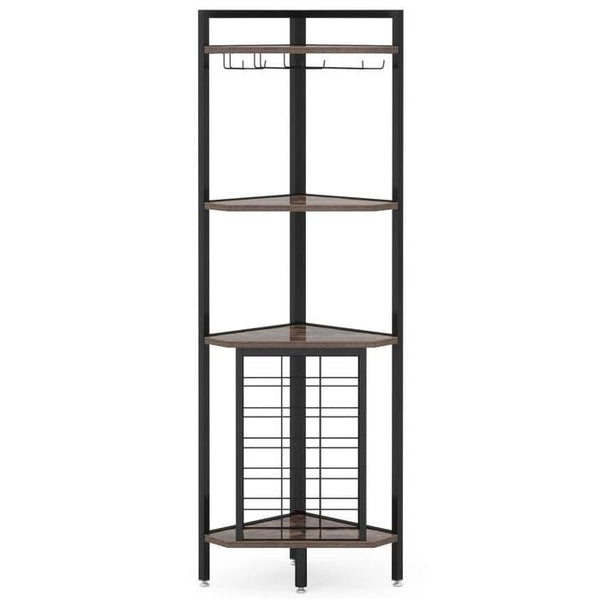 Industrial Corner Wine Rack With Glass Holders