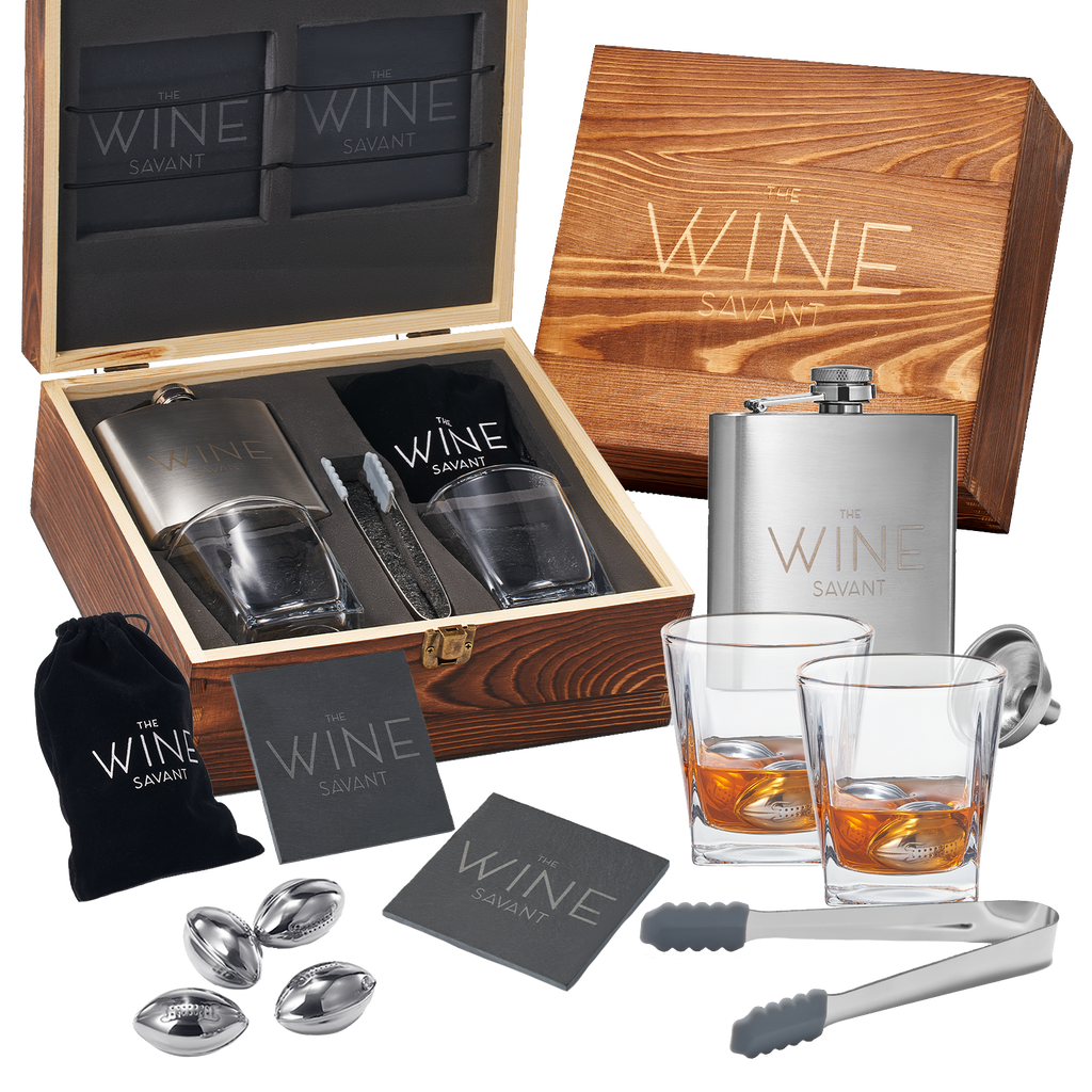 Whiskey Glasses & Football Chilling Stones Gift Set