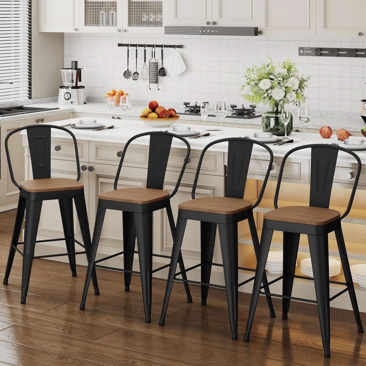 Industrial 24 Inch Bar Stools Set of Four-0