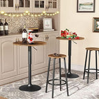 Bar Height Stools Set Of 2 With Footrest Rustic Brown-1