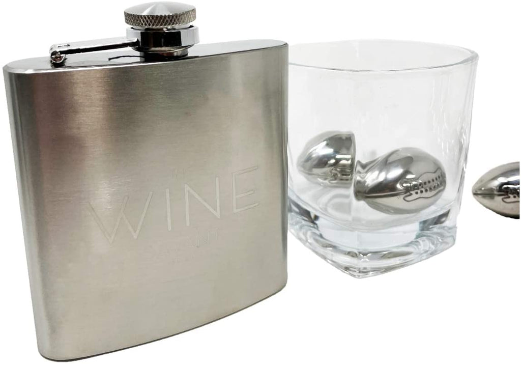 Whiskey Glasses & Football Chilling Stones Gift Set