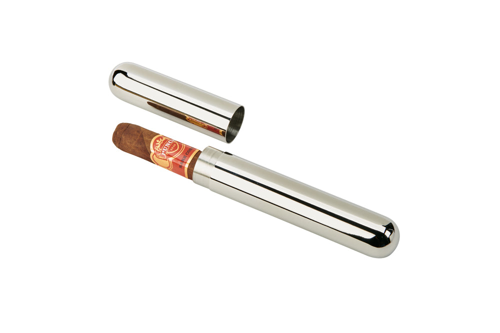 Stainless Steel Cigar Tube with Black Pouch-0