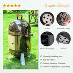 18-Inch Vertical Charcoal Smoker Grill with Porcelain-Enameled Smoking Chamber, Wood Mountain Smoker for Meat Turkey and BBQ, with Built-In Thermometer-4