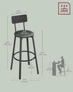 29.7 Inch PU Bar Stools Set Of 2 With Backrest And Footrest-2