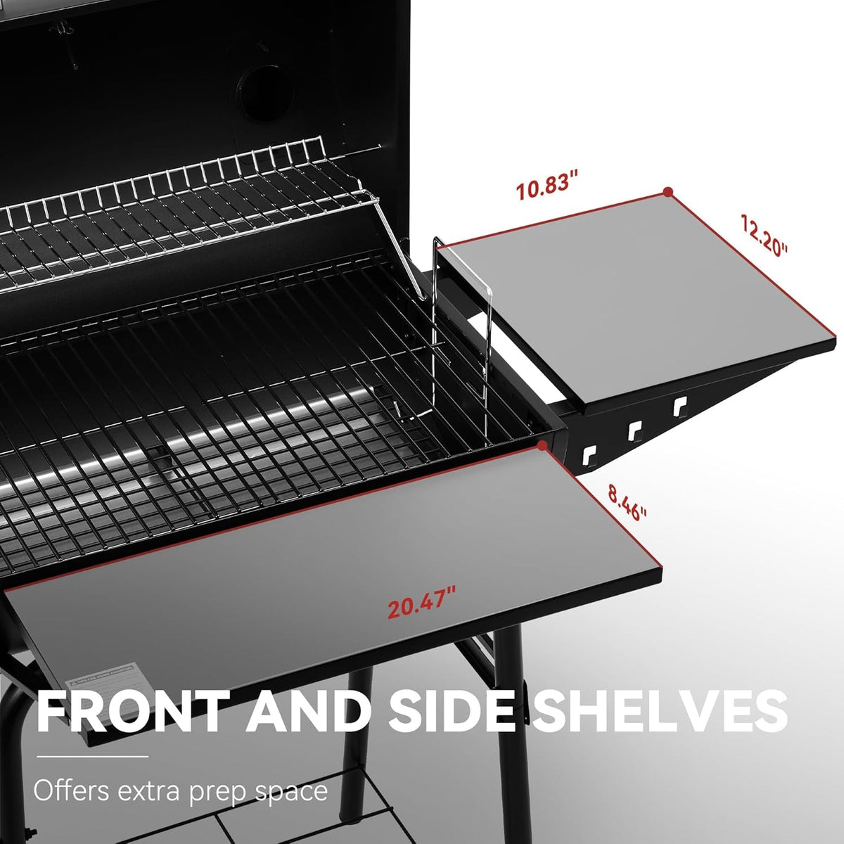 Large Barrel Charcoal Grill With Upgraded Shelving-4