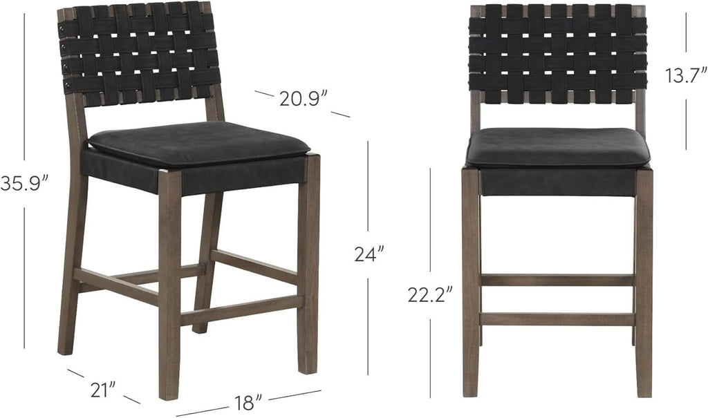 Cohen Mid Century Leather Bar Stool Counter Height-1