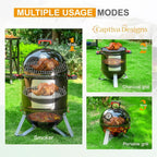 18-Inch Vertical Charcoal Smoker Grill with Porcelain-Enameled Smoking Chamber, Wood Mountain Smoker for Meat Turkey and BBQ, with Built-In Thermometer-2