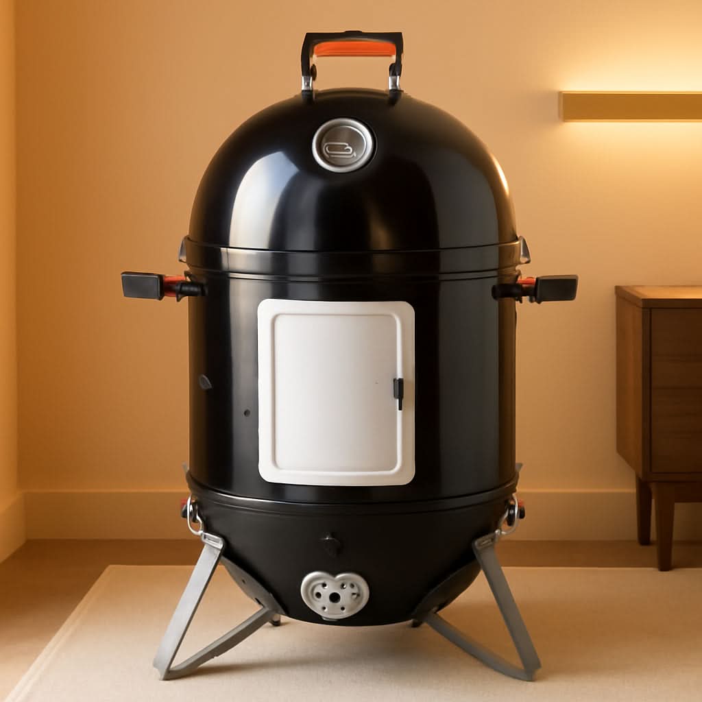 18-Inch Vertical Charcoal Smoker Grill with Porcelain-Enameled Smoking Chamber, Wood Mountain Smoker for Meat Turkey and BBQ, with Built-In Thermometer-0