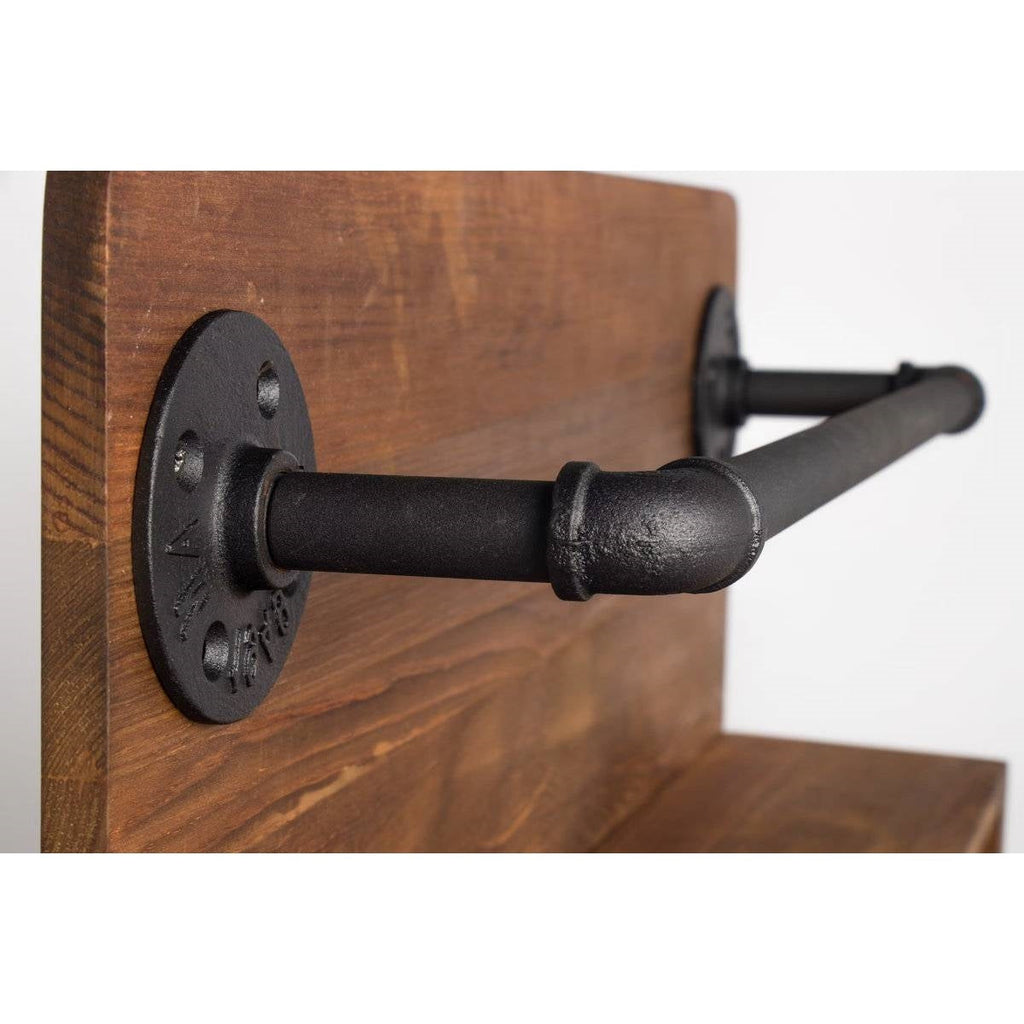 4 Bottle Rustic Farmhouse Wall Mounted Wine Rack with Glass Holder-2
