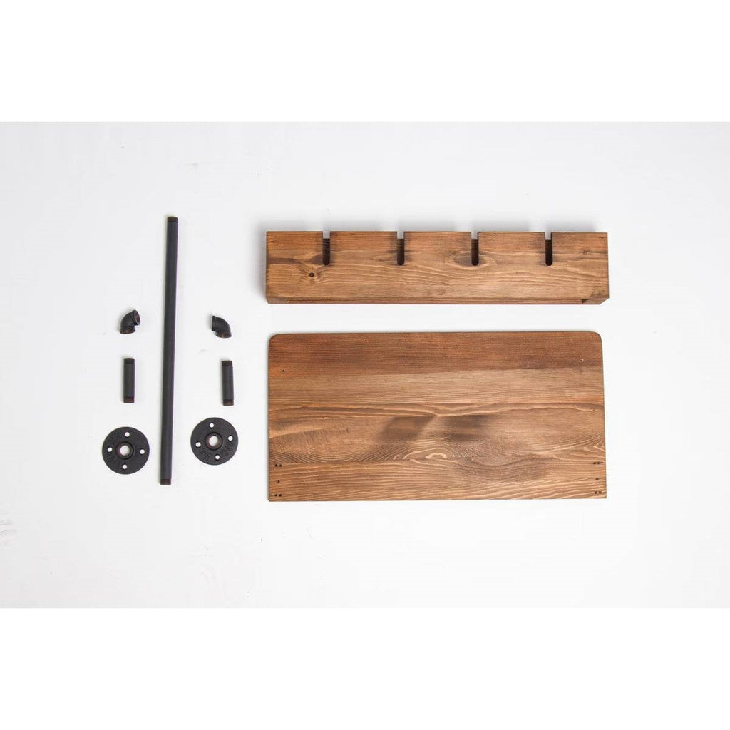 4 Bottle Rustic Farmhouse Wall Mounted Wine Rack with Glass Holder-3