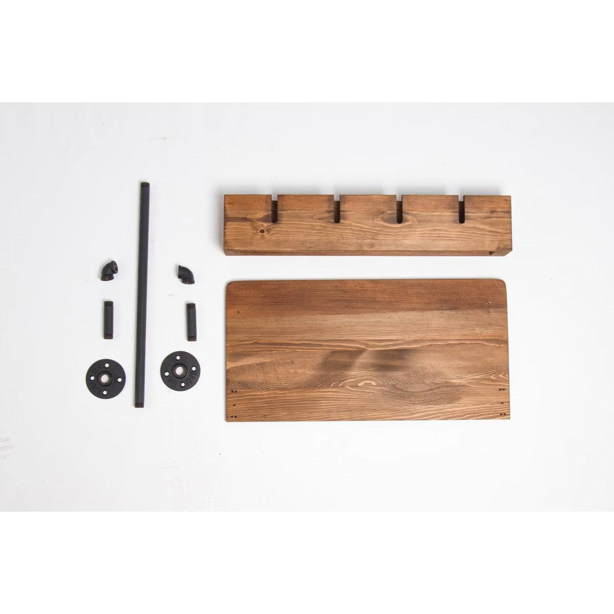 4 Bottle Rustic Farmhouse Wall Mounted Wine Rack with Glass Holder-3