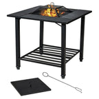 4 in 1 Square Fire Pit, Grill Cooking BBQ Grate, Ice Bucket, Dining Table-0