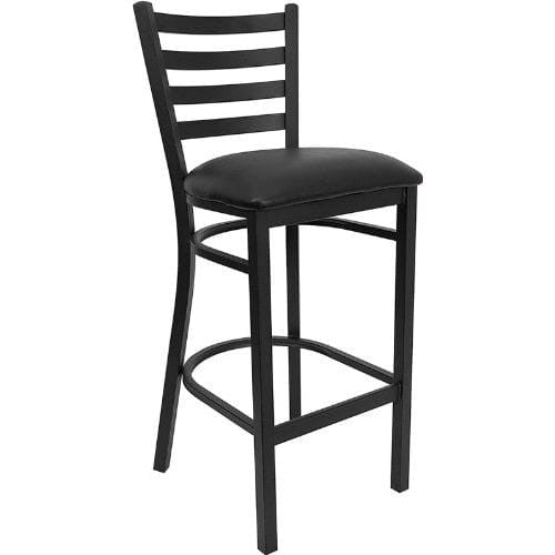 Black Metal Ladder-Back Restaurant Style Bar Stool-1