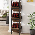 Rustic Farmhouse Industrial 3 Bin 36 Bottle Wine Rack Storage Display Shelf-1