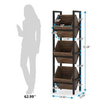 Rustic Farmhouse Industrial 3 Bin 36 Bottle Wine Rack Storage Display Shelf-4