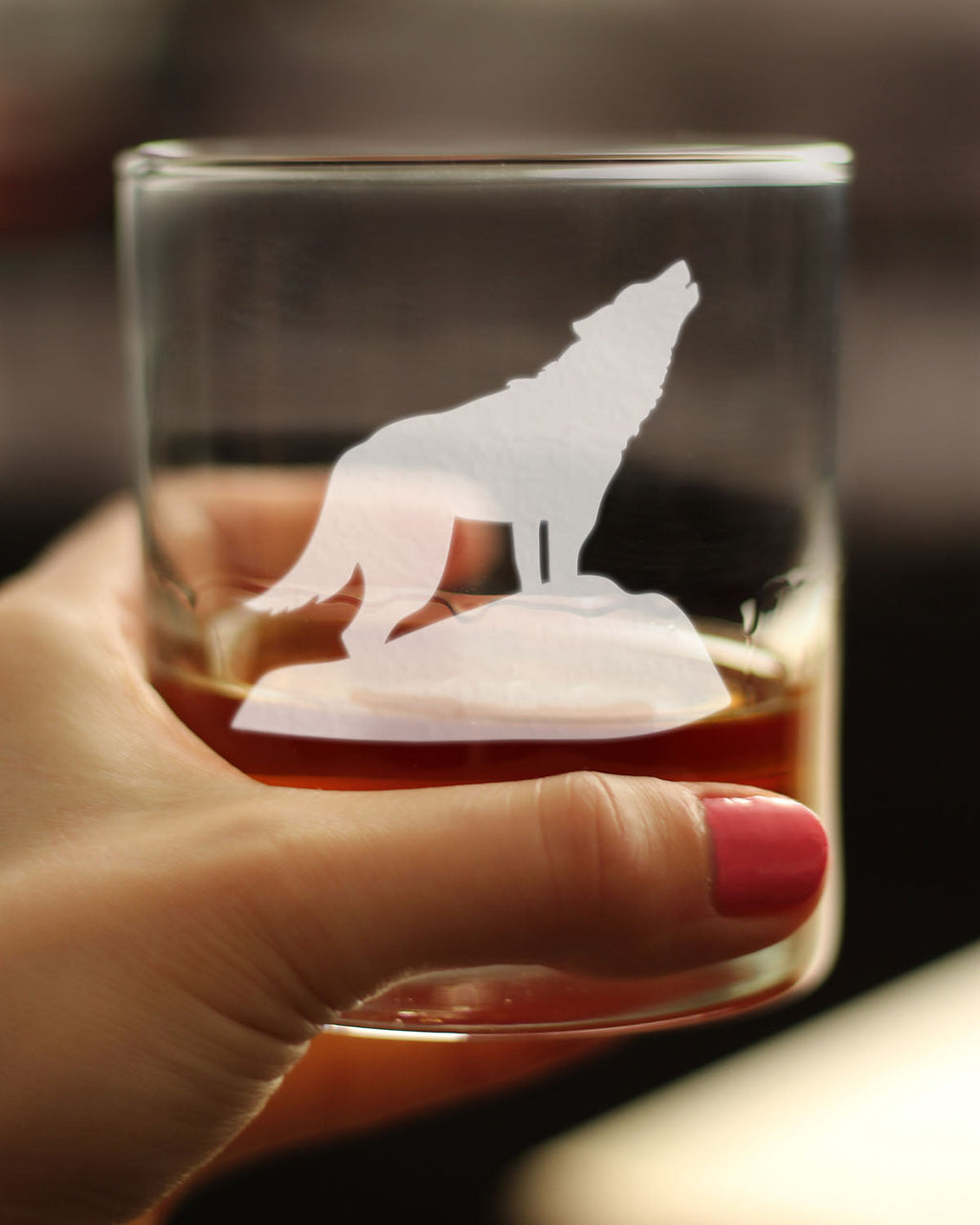 Wolf Whiskey Rocks Glass - Cabin Themed Gifts or Rustic Decor for Men and Women - Fun Whisky Drinking Tumbler - 10.25 oz