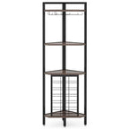 Industrial Corner Wine Rack Storage Shelving Unit with Glass Holders-0