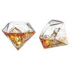 Set of 4 Diamond Whiskey & Wine Glasses 10oz - Wine, Whiskey, Water, Diamond Shaped, Diamonds Collection Sparkle Patented Wine Savant - Stands Alone, Or on Stand-0