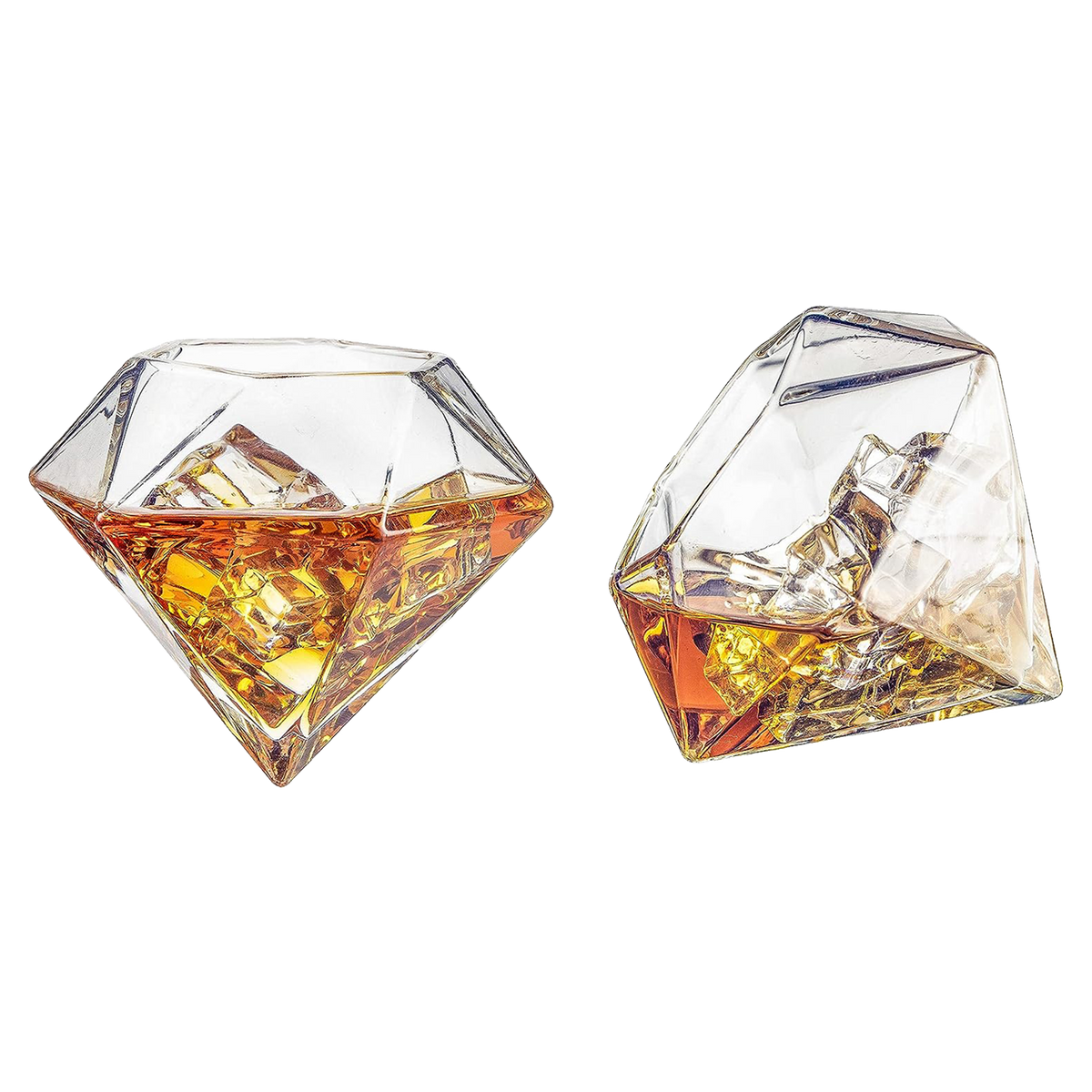Set of 4 Diamond Whiskey & Wine Glasses 10oz - Wine, Whiskey, Water, Diamond Shaped, Diamonds Collection Sparkle Patented Wine Savant - Stands Alone, Or on Stand-0