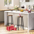Bar Height Stools Set Of 2 With Footrest Rustic Brown-2