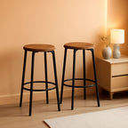 Bar Height Stools Set Of 2 With Footrest Rustic Brown-0