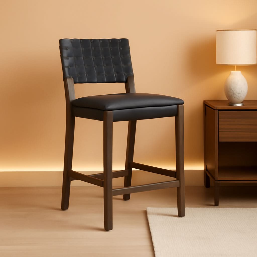 Cohen Mid Century Leather Bar Stool Counter Height-0