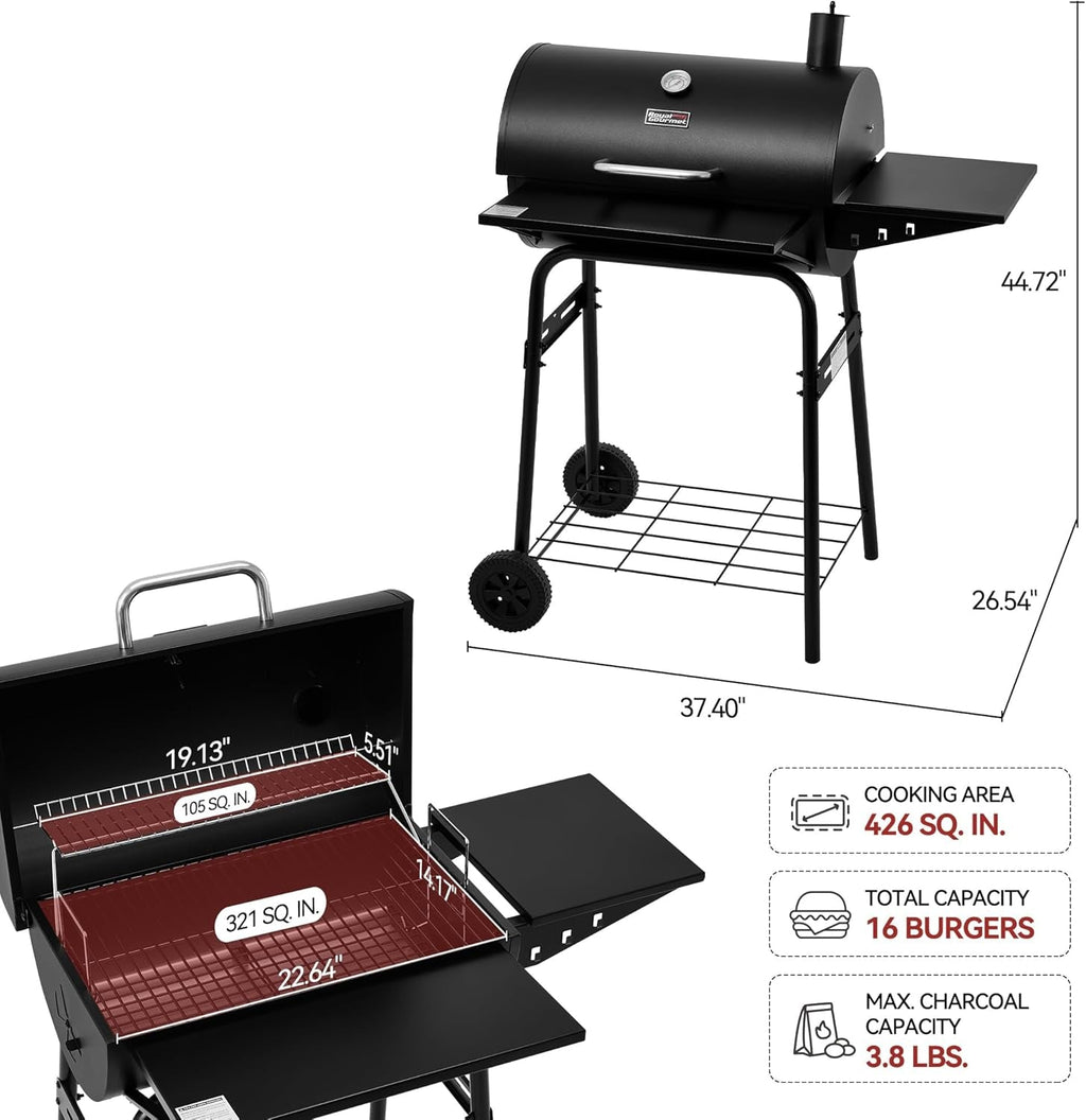 Large Barrel Charcoal Grill With Upgraded Shelving-2