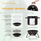 18-Inch Vertical Charcoal Smoker Grill with Porcelain-Enameled Smoking Chamber, Wood Mountain Smoker for Meat Turkey and BBQ, with Built-In Thermometer-3