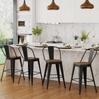Industrial 24 Inch Bar Stools Set of Four-2