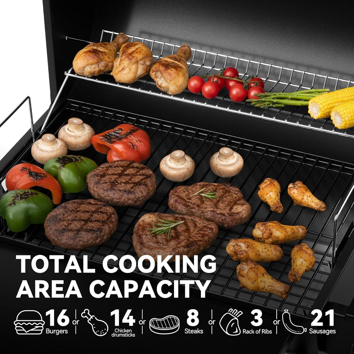 Large Barrel Charcoal Grill With Upgraded Shelving-3
