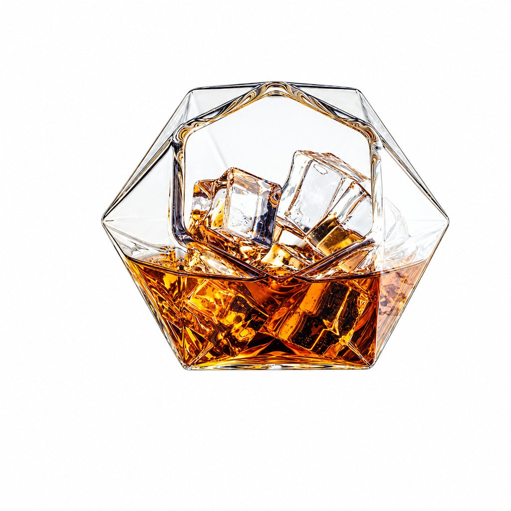 Set of 4 Diamond Whiskey & Wine Glasses 10oz - Wine, Whiskey, Water, Diamond Shaped, Diamonds Collection Sparkle Patented Wine Savant - Stands Alone, Or on Stand-2