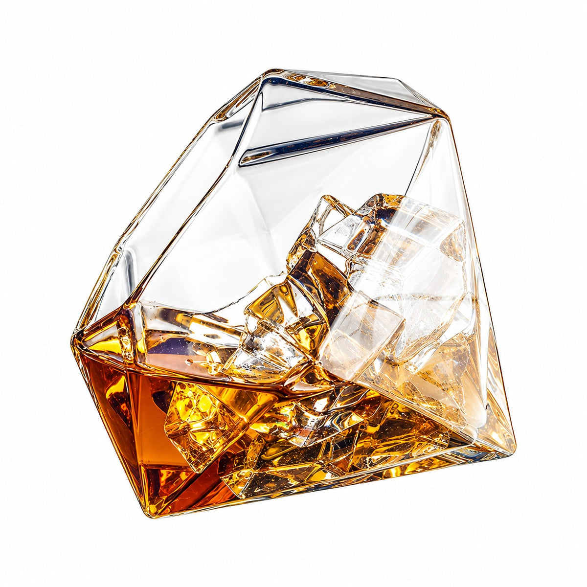 Set of 4 Diamond Whiskey & Wine Glasses 10oz - Wine, Whiskey, Water, Diamond Shaped, Diamonds Collection Sparkle Patented Wine Savant - Stands Alone, Or on Stand-4