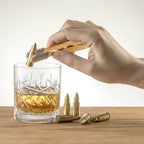 Bullet Whiskey Chillers Stones - 1.75in Whiskey Rocks by The Wine Savant Set of 6 - Stainless Steel Bullet Shaped Ice Cubes, Gift Box Come, Tongs and Storage Bag, Whiskey or Scotch Rocks (Gold)-2